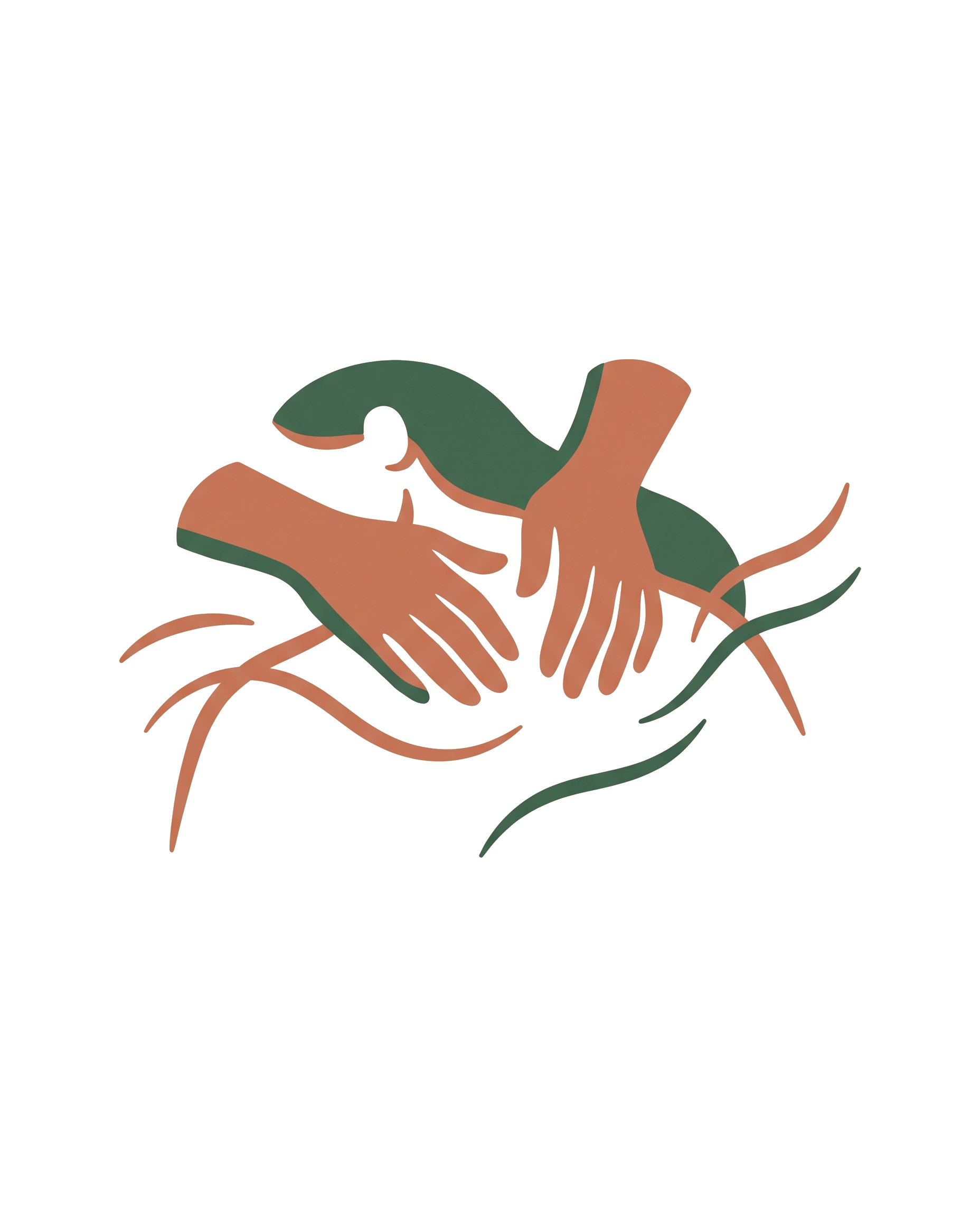 Flat illustration of hands easing tension from a relaxed shoulder
